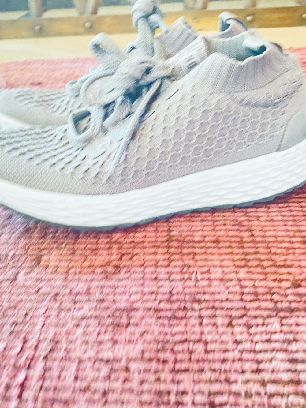 Women's Light Gray Knit Athletic Sneakers - Picture 2 of 3